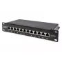 DIGITUS CAT6A Patchpanel, geschirmt, 12-Port Beschriftungsfeld, 1U, 10 Zoll Rackmontage, schwarz RAL 9005