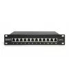 DIGITUS CAT6A Patchpanel, geschirmt, 12-Port Beschriftungsfeld, 1U, 10 Zoll Rackmontage, schwarz RAL 9005