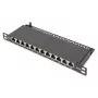 DIGITUS CAT6A Patchpanel, geschirmt, 12-Port, 1/2U, 10 Zoll Rackeinbau, schwarz RAL 9005