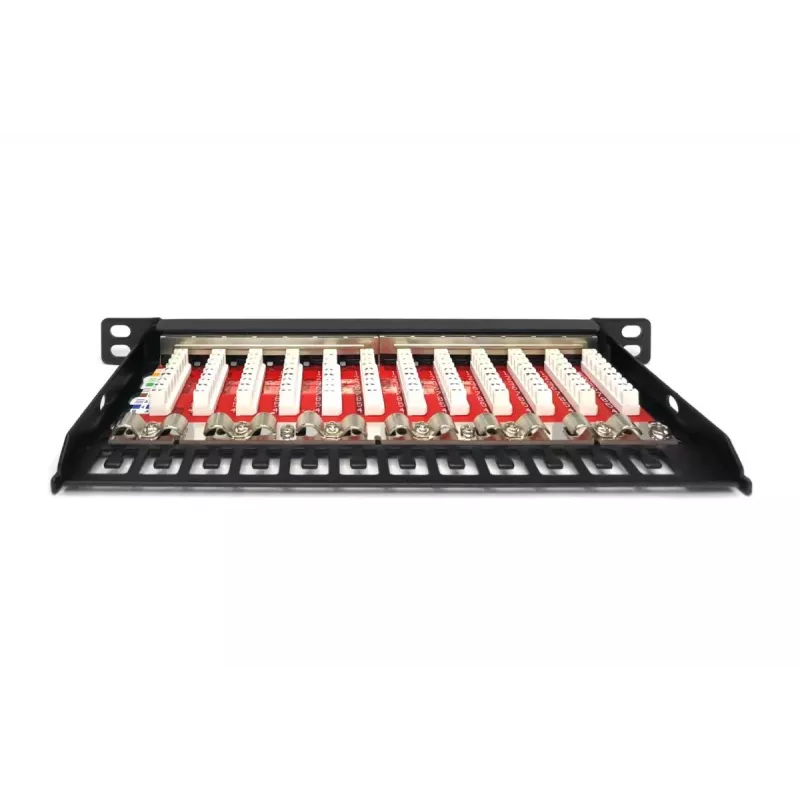 DIGITUS CAT6A Patchpanel, geschirmt, 12-Port, 1/2U, 10 Zoll Rackeinbau, schwarz RAL 9005