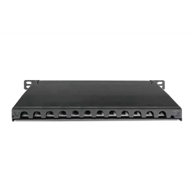 DIGITUS CAT6A Patchpanel, geschirmt, 12-Port, 1/2U, 10 Zoll Rackeinbau, schwarz RAL 9005