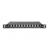 DIGITUS CAT6A Patchpanel, geschirmt, 12-Port, 1/2U, 10 Zoll Rackeinbau, schwarz RAL 9005