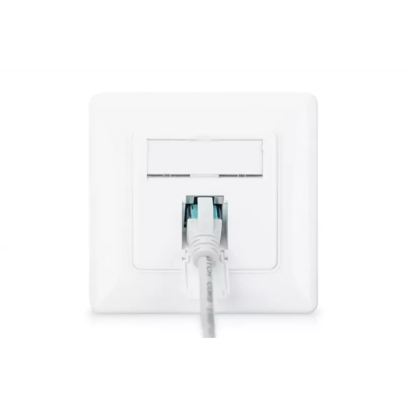 DIGITUS CAT6A Klasse EA Netzwerkdose, geschirmt 1x RJ45, LSA, reinweiß, Unterputz, 8 Richtungen