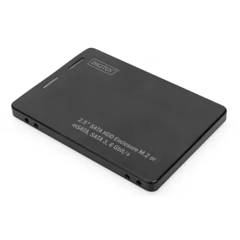 DIGITUS HDD-Gehäuse 2,5 Zoll SATA – M.2 oder mSATA SATA 3 6 Gbit/s, Schreibgeschwindigkeit bis zu 520 MB/s
