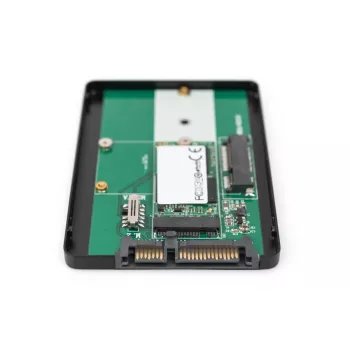 DIGITUS HDD-Gehäuse 2,5 Zoll SATA – M.2 oder mSATA SATA 3 6 Gbit/s, Schreibgeschwindigkeit bis zu 520 MB/s