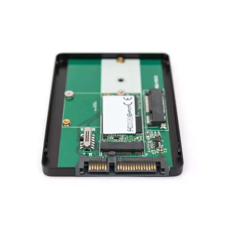 DIGITUS HDD-Gehäuse 2,5 Zoll SATA – M.2 oder mSATA SATA 3 6 Gbit/s, Schreibgeschwindigkeit bis zu 520 MB/s