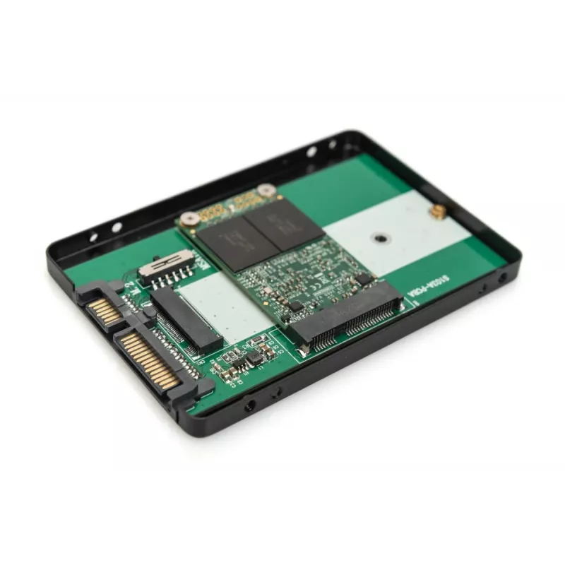 DIGITUS HDD-Gehäuse 2,5 Zoll SATA – M.2 oder mSATA SATA 3 6 Gbit/s, Schreibgeschwindigkeit bis zu 520 MB/s