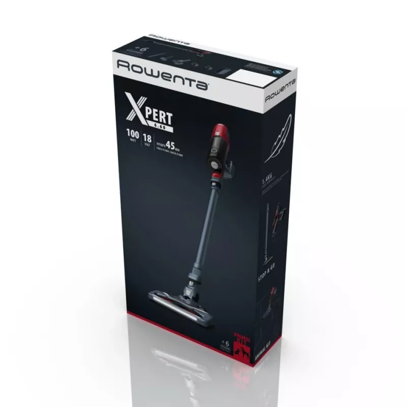 Rowenta RH6878 2-in-1-Stabstaubsauger Akku Trocken Zyklon Beutellos 0,55 l 100 W Rot, Grau
