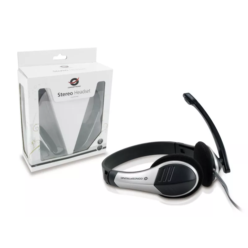 Conceptronic Allround Stereo-Headset, Kabelgebunden, 20 - 22000 Hz, Büro/Callcenter, 111 g, Headset, Schwarz, Silber