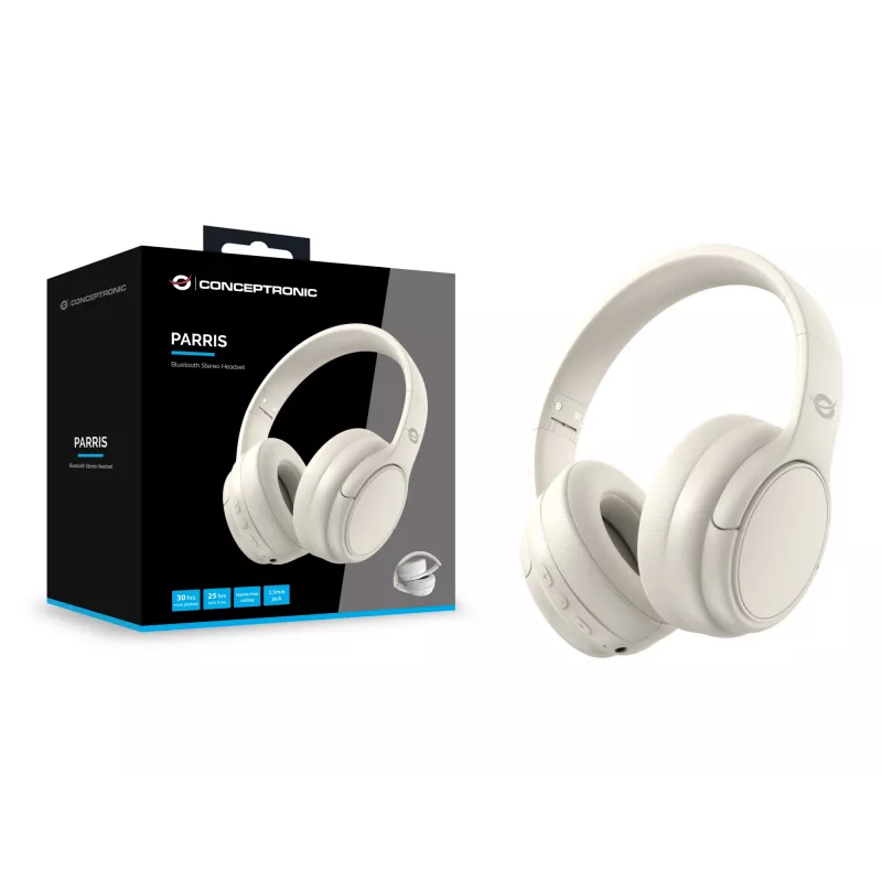 Conceptronic PARRIS03C Bluetooth Stereo Headset, Kabelgebunden & Kabellos, Musik, 20 - 20000 Hz, 198.5 g, Headset, Creme