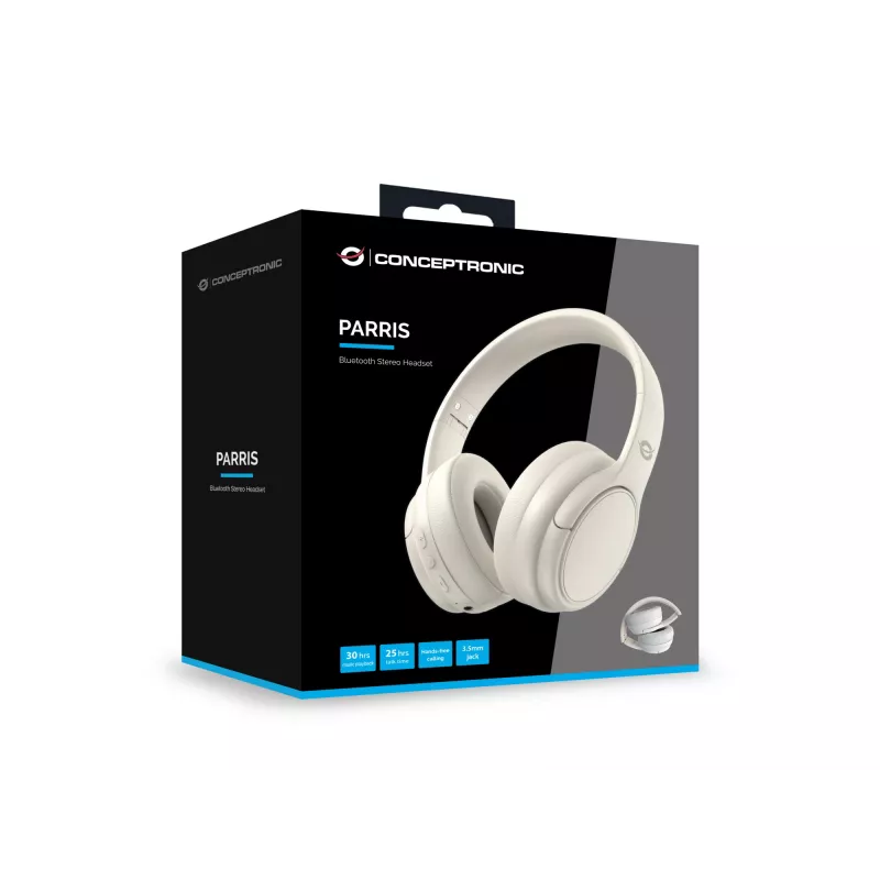 Conceptronic PARRIS03C Bluetooth Stereo Headset, Kabelgebunden & Kabellos, Musik, 20 - 20000 Hz, 198.5 g, Headset, Creme
