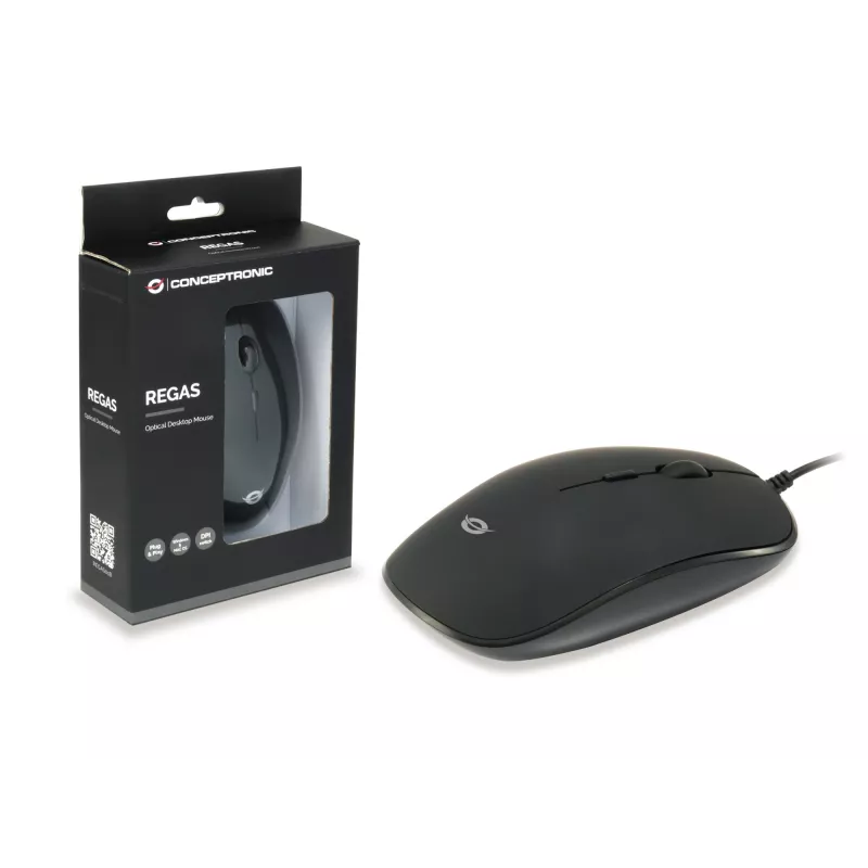 Conceptronic REGAS01B Maus Büro Beidhändig USB Typ-A Optisch 1200 DPI