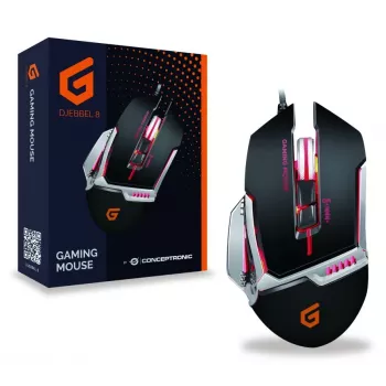 Conceptronic DJEBBEL 8, Gaming-USB-Maus, 8 programmierbare Tasten, 4000 DPI