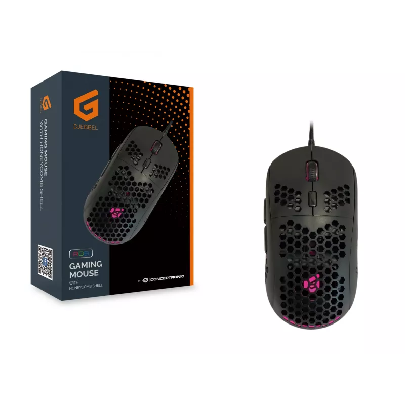 Conceptronic DJEBBEL 6D Gaming-Maus mit Wabenstruktur, 6400 DPI