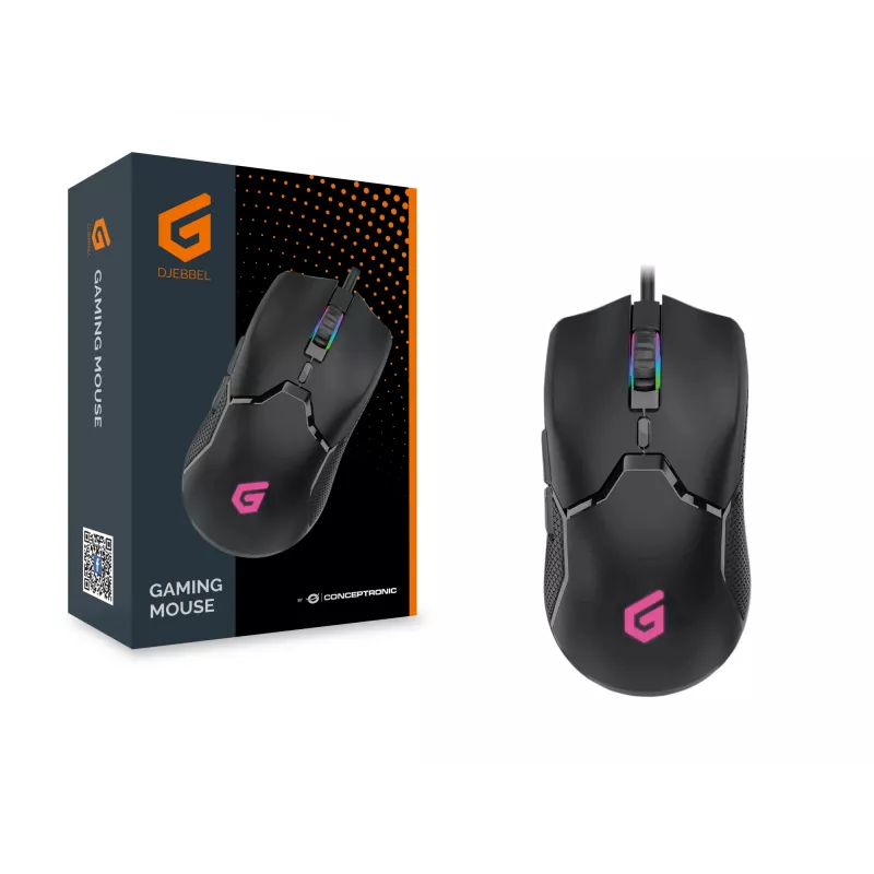 Conceptronic DJEBBEL 6D Gaming-Maus, 7200 DPI, Rechtshändig, Optisch, USB Typ-A, 7200 DPI, Schwarz