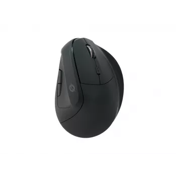 Conceptronic LORCAN ERGO 6-Tasten Ergonomische Bluetooth-Maus, Rechtshänder, Vertikales Design, Optisch, Bluetooth, 1600 DPI, Schwarz