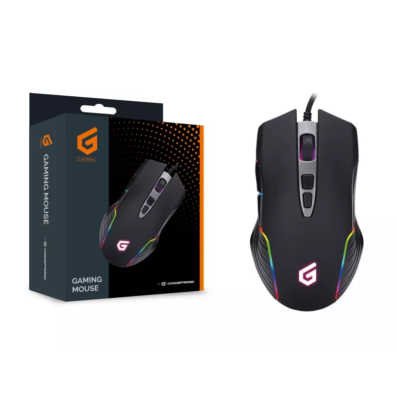 Conceptronic 7D Gaming USB Maus, 7200 DPI, Rechtshänder, Optisch, USB Typ-A, 7200 DPI, Schwarz