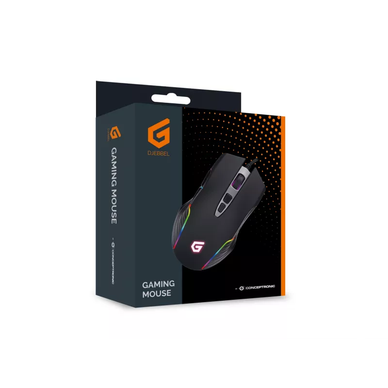 Conceptronic 7D Gaming USB Maus, 7200 DPI, Rechtshänder, Optisch, USB Typ-A, 7200 DPI, Schwarz