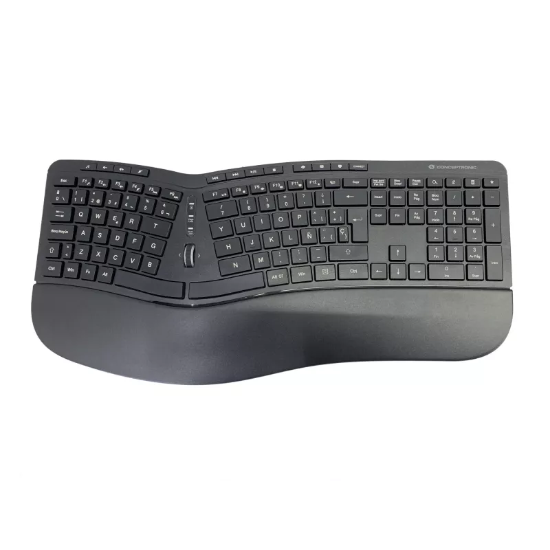 Conceptronic ORAZIO ERGO Kabelloses ergonomisches Tastatur- und Maus-Set, spanisches Layout