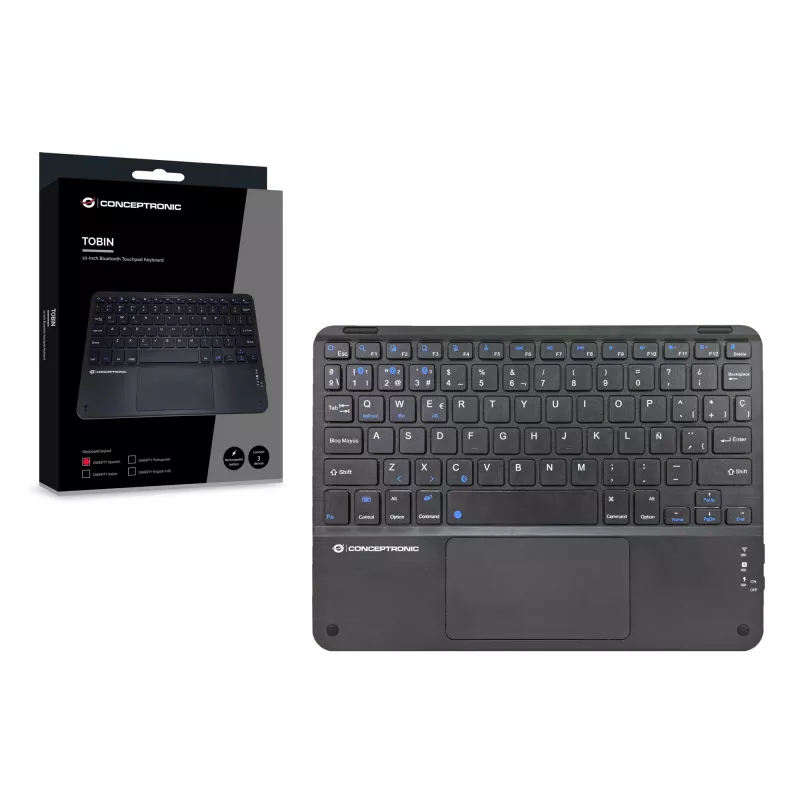 Conceptronic TOBIN01BES 10-Zoll Bluetooth Touchpad-Tastatur, QWERTY Spanisch