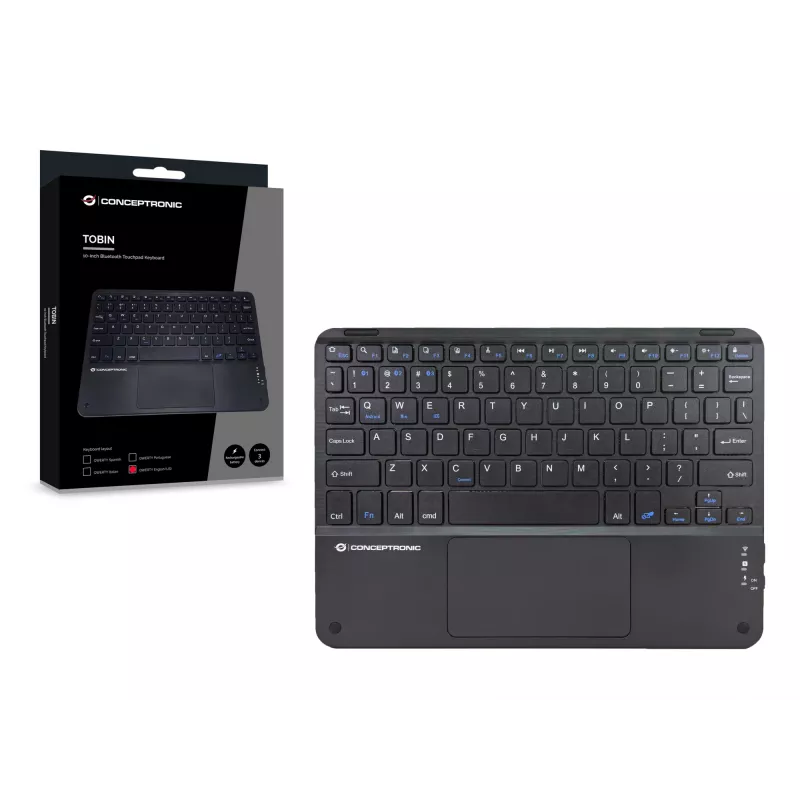 Conceptronic TOBIN01BUS 10-Zoll Bluetooth Touchpad-Tastatur, QWERTZ EN (US)