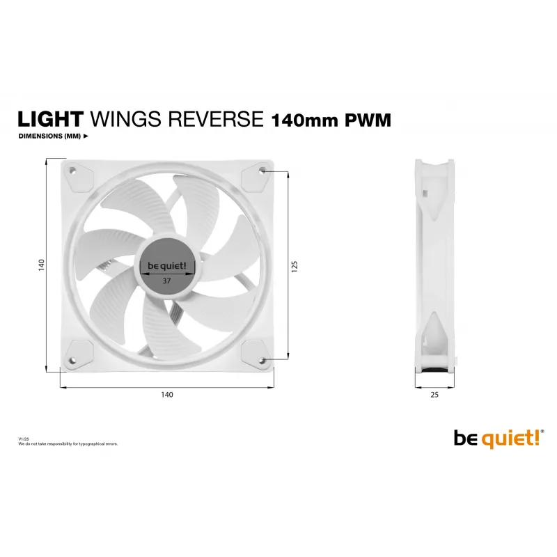 be quiet Light Wings 140 mm PWM Reverse White Computergehäuselüfter 14 cm 1 Stück