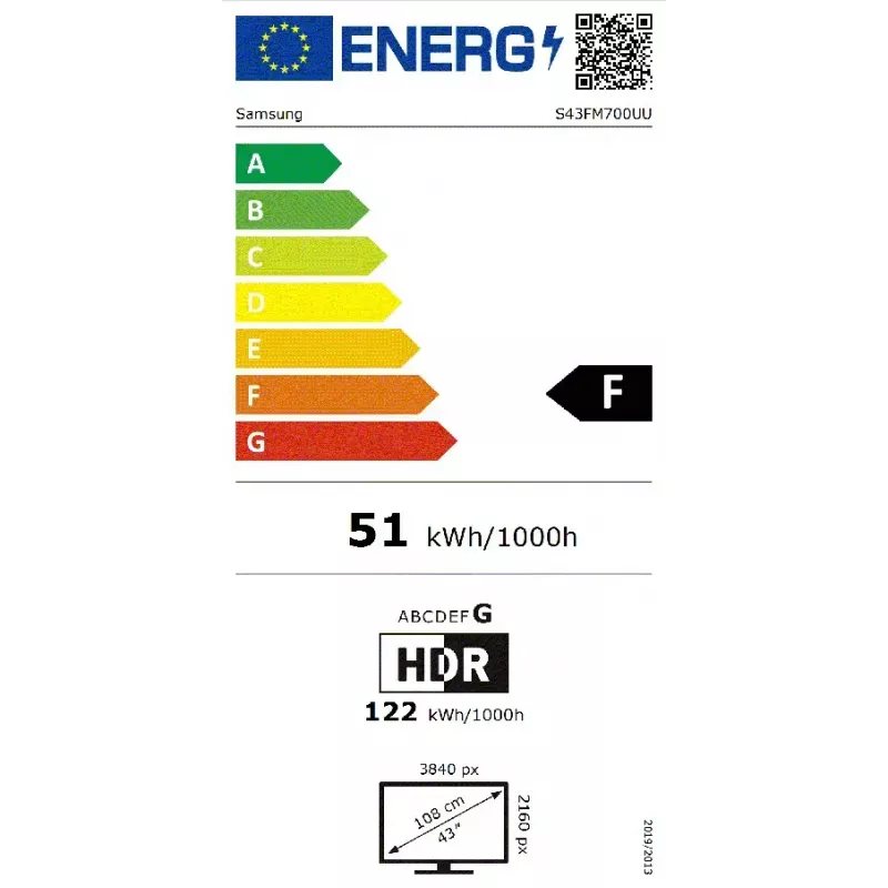 Samsung M7 M70F Computermonitor 109,2 cm (43 Zoll) 3840 x 2160 Pixel 4K Ultra HD LCD Schwarz