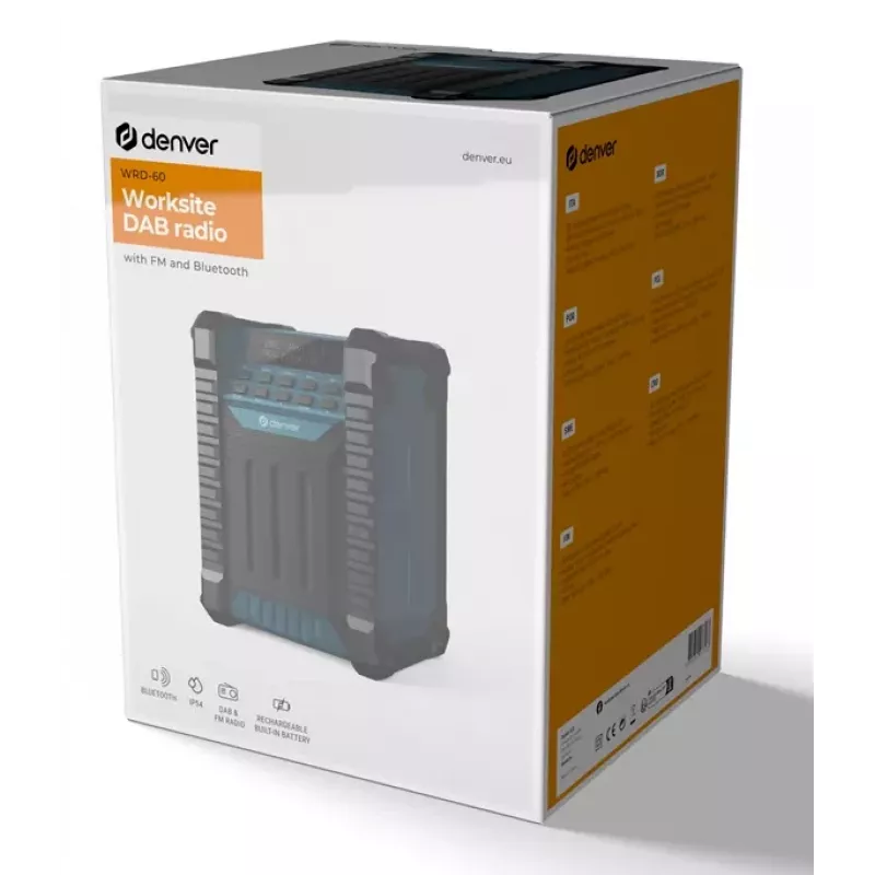 DENVER ELECTRONICS Wrd-60 Worksite Dab+ Radio With Bluetooth And Flood Light Function