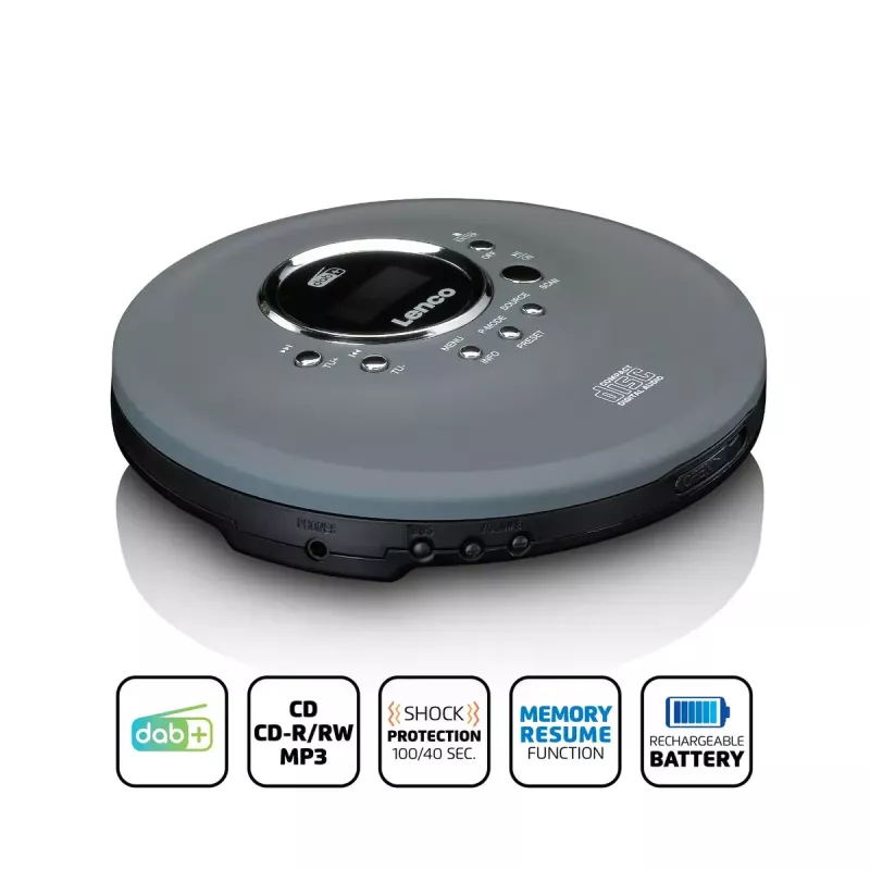 Persönlicher CD-Player Lenco CD-400GY Anthrazit MP3-Unterstützung Stoßfest 40s
