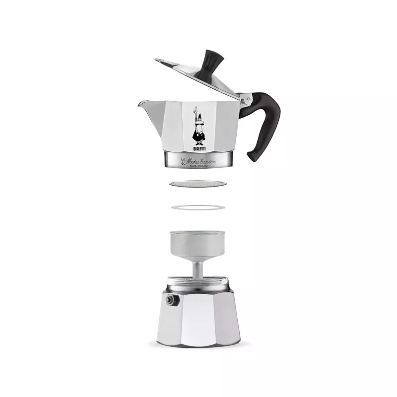 Moka-Kanne BIALETTI Moka Express 0,2 l Aluminium schwarz — 3 Tassen (200 ml), nicht für Induktion