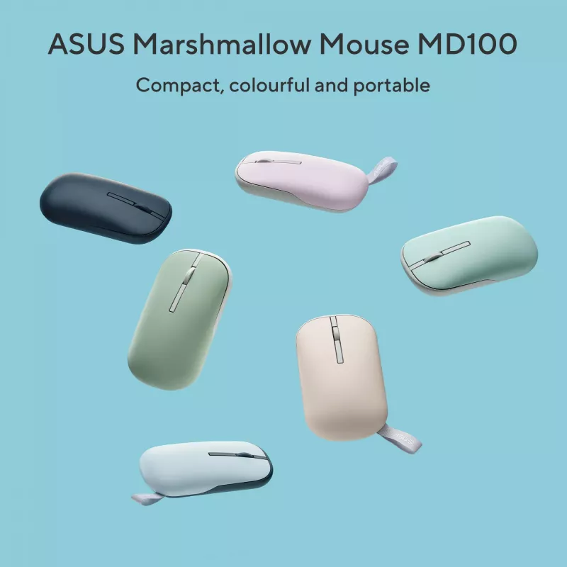 ASUS Marshmallow MD100 Maus Office Beidhändig RF Wireless + Bluetooth Optisch 1600 DPI