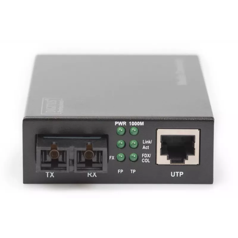 DIGITUS Medienkonverter, Multimode 10/100/1000Base-T auf 1000Base-SX, inkl. Netzteil, SC-Stecker, bis zu 0,5 km