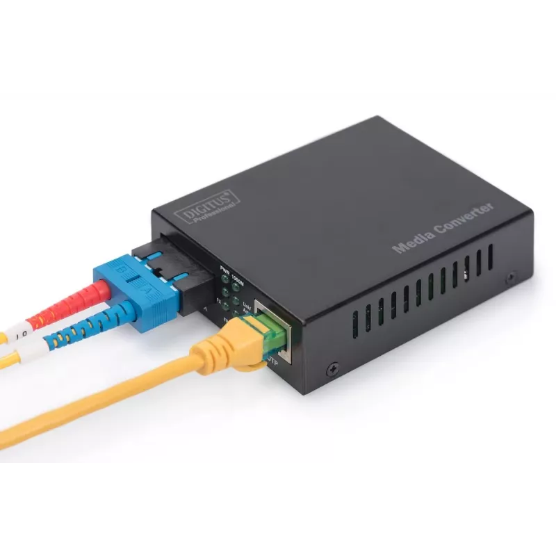 DIGITUS Medienkonverter, Multimode 10/100/1000Base-T auf 1000Base-SX, inkl. Netzteil, SC-Stecker, bis zu 0,5 km