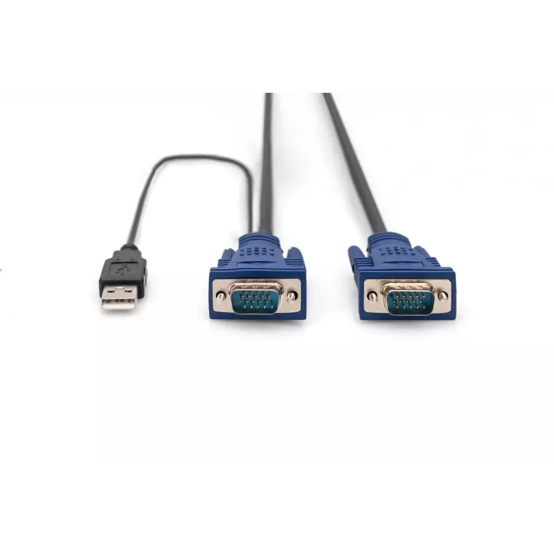 DIGITUS KVM-Kabelsatz, VGA, PS/2-Maus, PS/2-Tastatur, USB HD DB15/M, 2xMiniDIN6/M, USB Typ-A/M – HD DB15/M schwarz, 1,8 m
