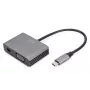 DIGITUS USB-C - mini DP + VGA Adapter, 20 cm 4K/30Hz, Silber, Aluminiumgehäuse