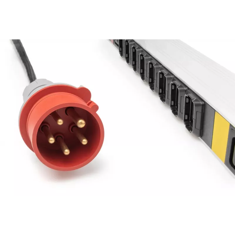 DIGITUS IT BASIC PDU. 3PH. 16A. 24 x C13. 3 x C19 Vertikal. 3m Kabel. IEC309 3Ph-16A Stecker