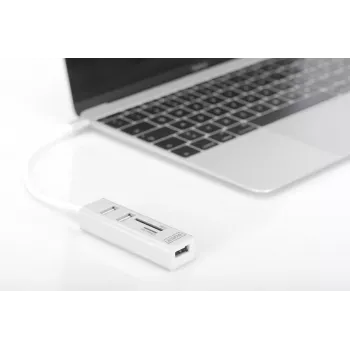 DIGITUS USB 2.0 Type C HUB mit Kartenleser 3x USB 2.0. 1x SD, 1x MicroSD Anschluss Aluminiumgehäuse