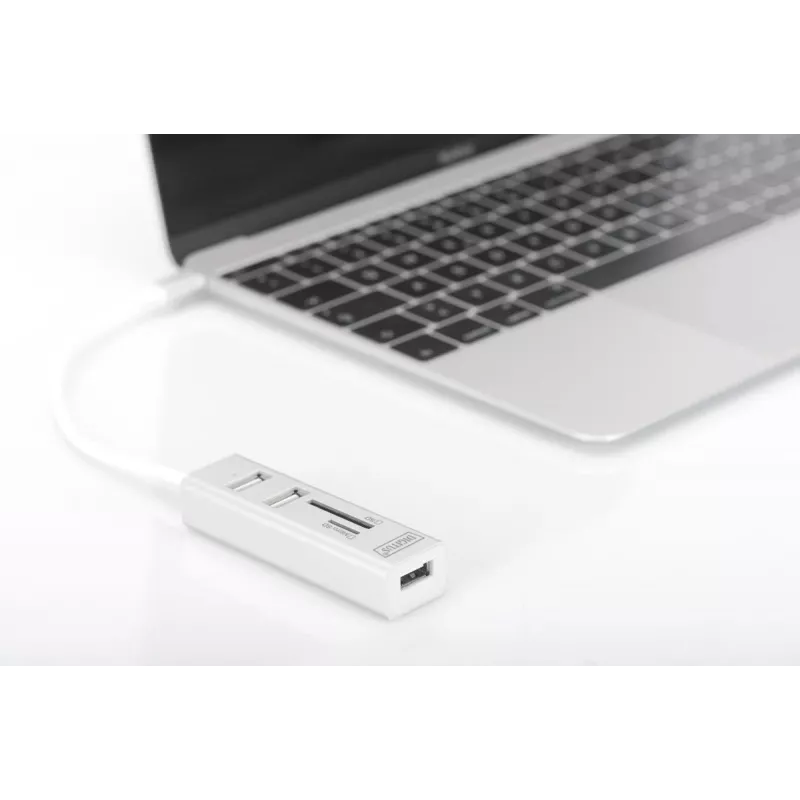 DIGITUS USB 2.0 Type C HUB mit Kartenleser 3x USB 2.0. 1x SD, 1x MicroSD Anschluss Aluminiumgehäuse