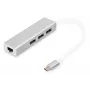 DIGITUS 3 Port USB 3.0 Type C Hub with Gigabit Ethernet 3x USB A/F,1xUSB C/M,1x RJ45 LAN
