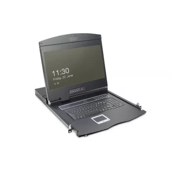 DIGITUS Modulare 48,3 cm (19 Zoll) TFT-Konsole mit 1-Port KVM, RAL 9005 schwarz - Qwertzu Deutsch
