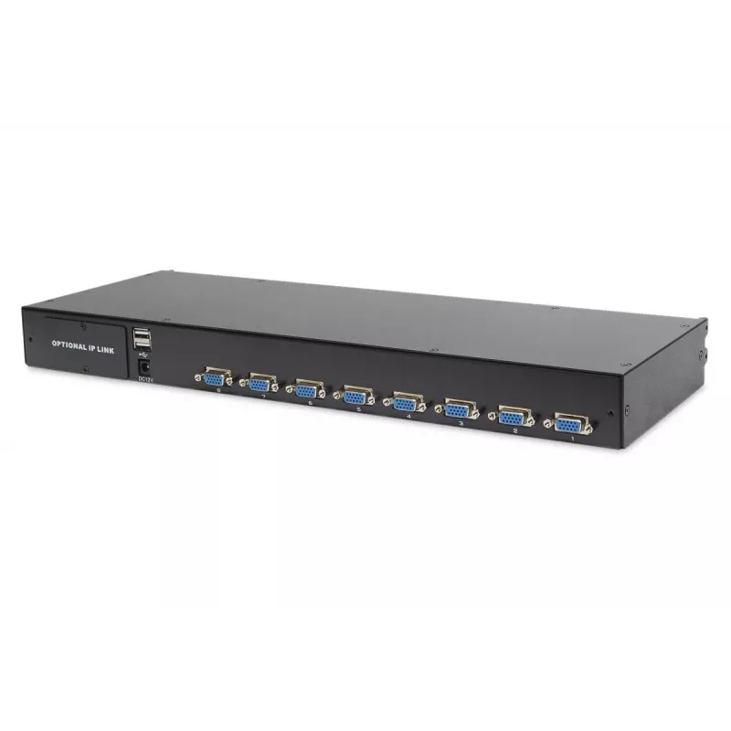 DIGITUS Modularisierte 43,2 cm (17 Zoll) TFT-Konsole mit 8-Port KVM RAL 9005 schwarz - Qwertzu Deutsch