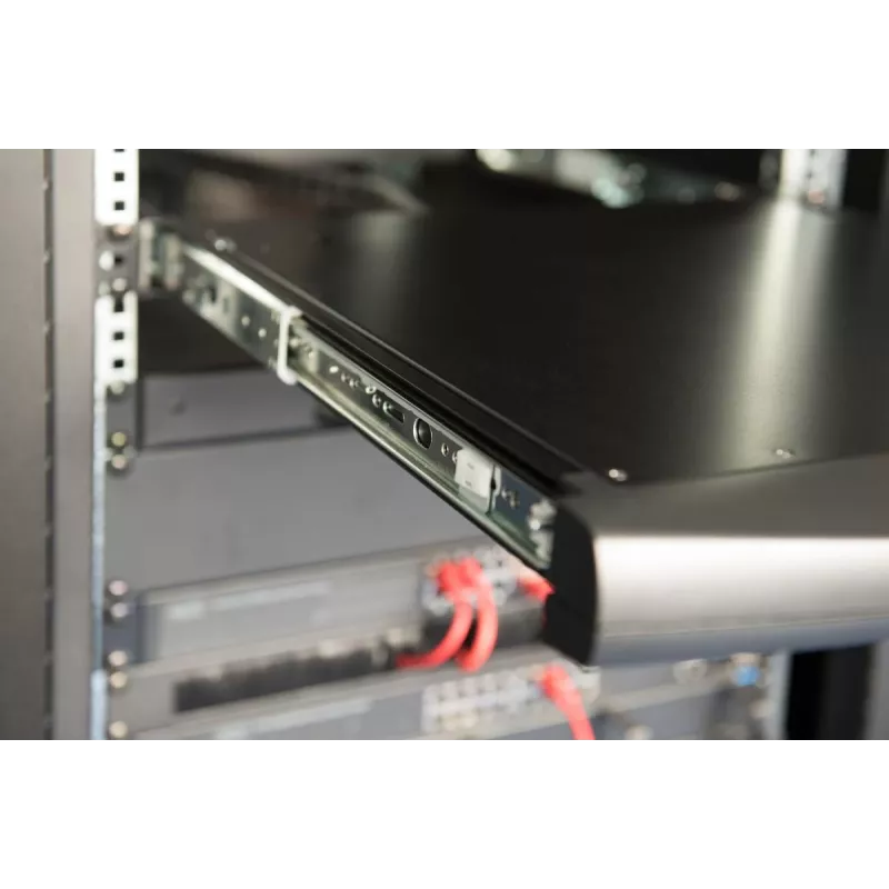 DIGITUS Modularisierte 43,2 cm (17 Zoll) TFT-Konsole mit 8-Port KVM RAL 9005 schwarz - Qwertzu Deutsch