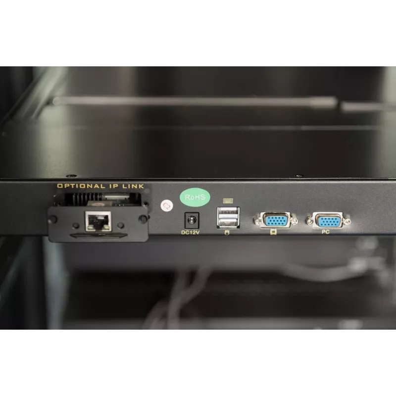 DIGITUS Modularisierte 43,2 cm (17 Zoll) TFT-Konsole mit 8-Port KVM RAL 9005 schwarz - Qwertzu Deutsch