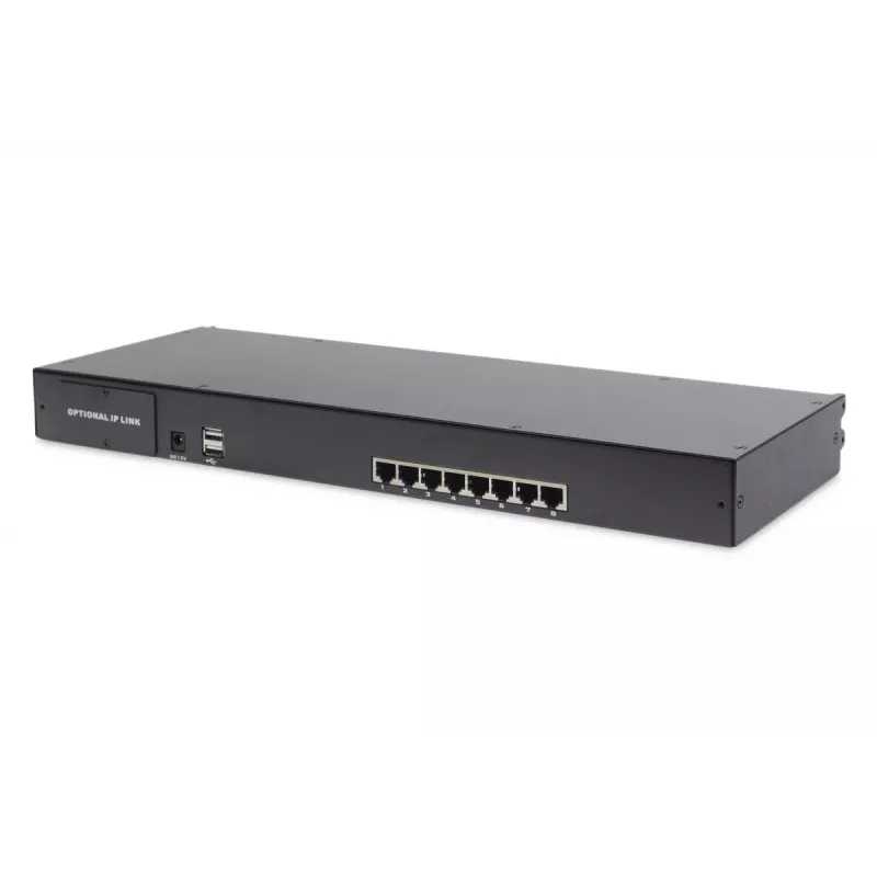 DIGITUS Modularized 48.3cm (19in) TFT console with 8 port Cat.5 KVM, RAL 9005 Schwarz - Qwertzu German