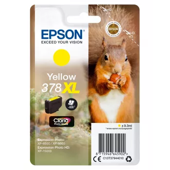 Epson Squirrel Einzelpackung Gelb 378XL Claria Photo HD Tinte, Hohe (XL) Reichweite, Gelb, Pigmenttinte, 9,3 ml, 1 Stk., 830 Seiten