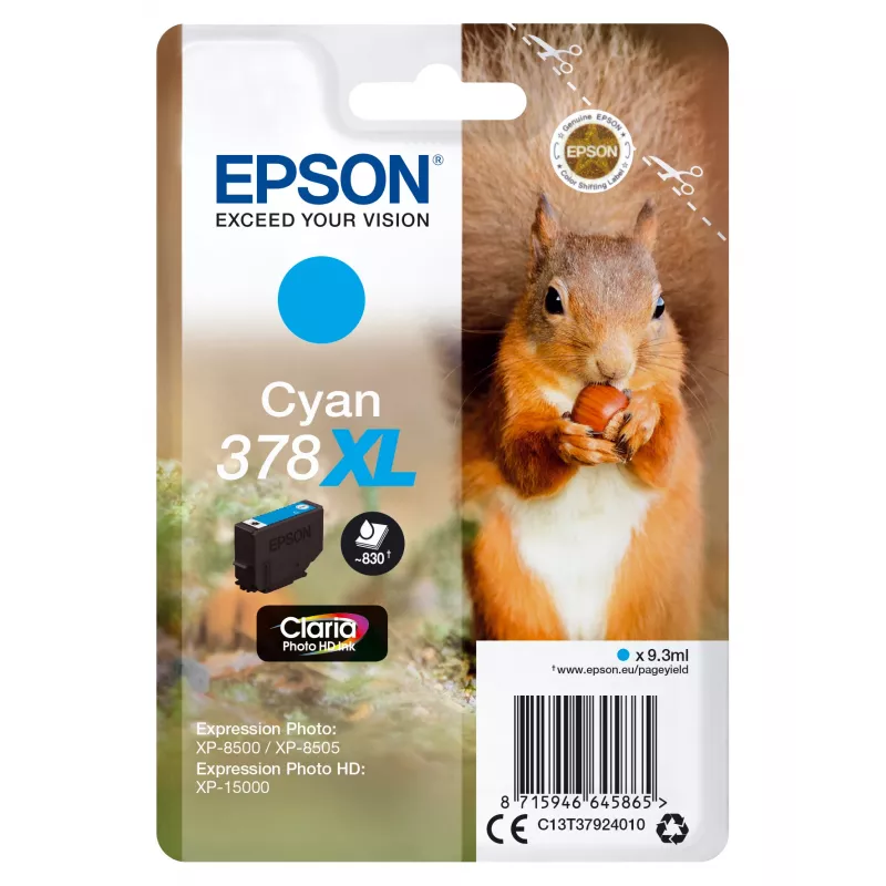 Epson Squirrel Einzelpackung Cyan 378XL Claria Photo HD Tinte