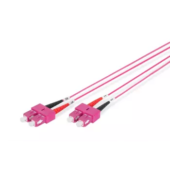 DIGITUS Glasfaser-Patchkabel, SC auf SC Multimode OM4 - 50/125 µ, Duplex, Farbe RAL4003 Länge 1m
