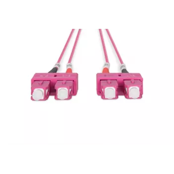 DIGITUS Glasfaser-Patchkabel, SC auf SC Multimode OM4 - 50/125 µ, Duplex, Farbe RAL4003 Länge 1m