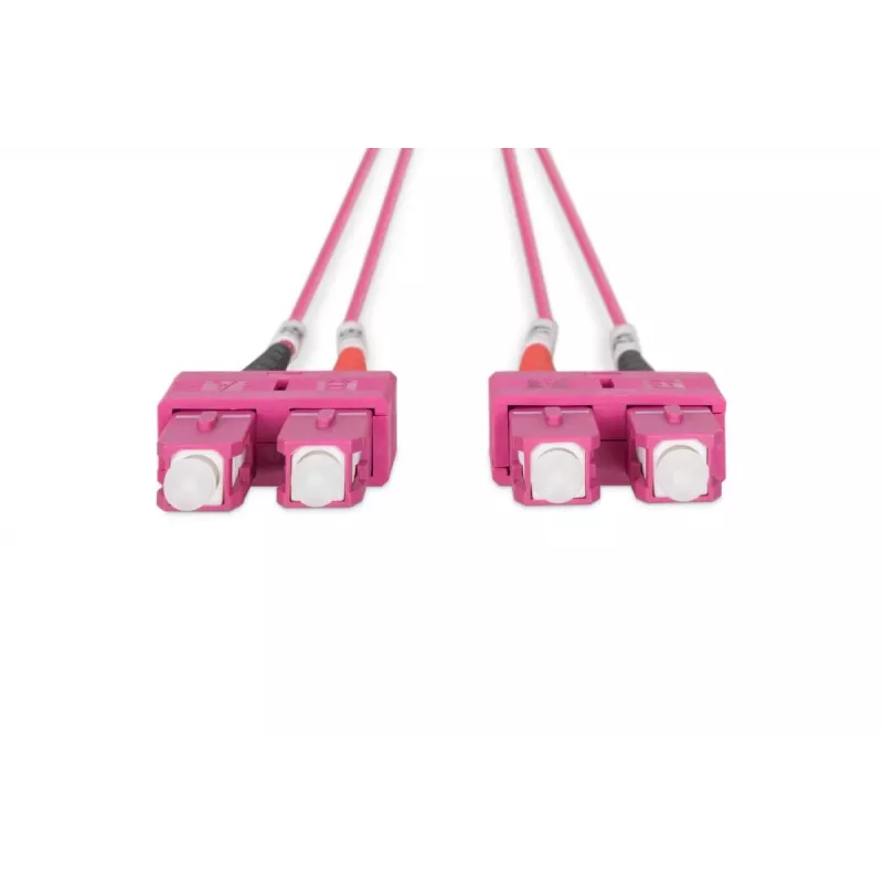 DIGITUS Glasfaser-Patchkabel, SC auf SC Multimode OM4 - 50/125 µ, Duplex, Farbe RAL4003 Länge 1m