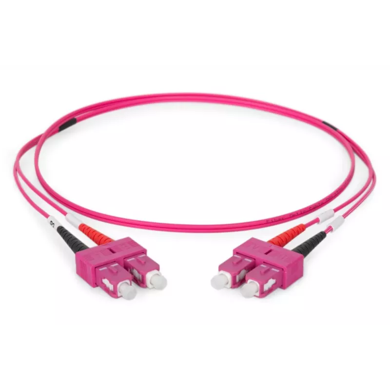 DIGITUS Glasfaser-Patchkabel, SC auf SC Multimode OM4 - 50/125 µ, Duplex, Farbe RAL4003 Länge 1m